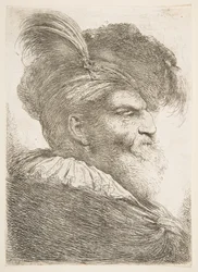 Hoofd van een oude man naar rechts, uit de serie van Grote Oosterse Hoofden