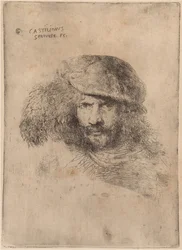 Zelfportret(?), met een gevederde hoed ["Portret van Bernini"]