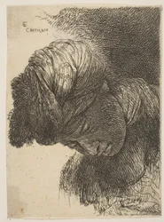 Jonge man met gebogen hoofd, met een tulband, naar links gericht, uit de serie, ca. 1645-1650