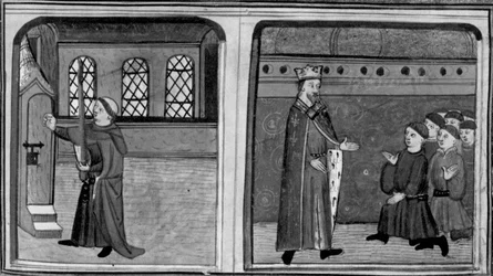 Decameron, Een stalknecht klopt aan bij de koningin vermomd als de koning; de koning confronteert zijn bedienden. Derde dag, kort verhaal 2