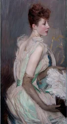 Portret van gravin De Leusse, geboren Berthier