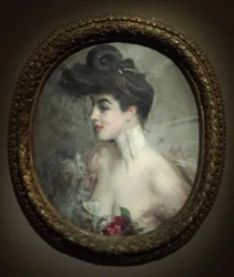 Boldini - Portret van Mme X., met kralenkraag
