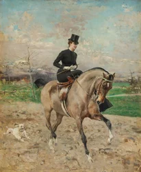 Ruiter. Alice Régnault te paard, 1878