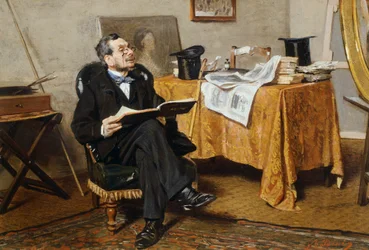 Interieur met figuur, door Giovanni Boldini