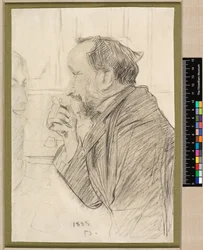 Portret van Edgar Degas aan een cafétafel