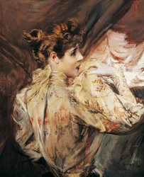 Portret van Eleonora Duse (Vigevano 1858 - Pittsburgh 1924), Italiaanse actrice, schilderij van Giovanni Boldini (1842-1931)