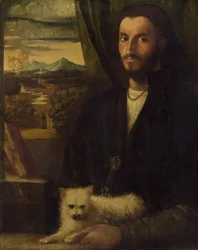 Portret van een man met een hond, ca. 1520
