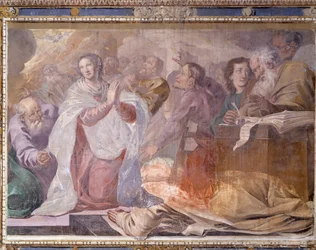 Italië, Lombardije, Pavia, Pavia Charterhouse (Certosa), Verhalen van Jezus en Maria, fresco (detail)