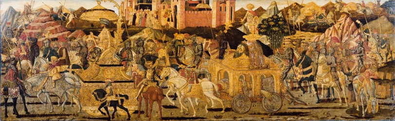 Cassone middenpaneel: De triomf van David