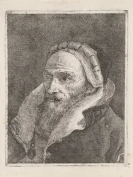 Oude man met baard en pet, uit de Raccolta di Teste (Verzameling van hoofden)