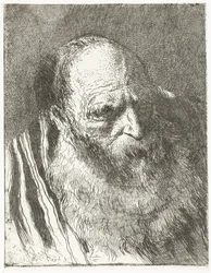 Man met baard in gestreepte mantel