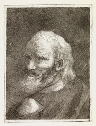 Een oude man, van achteren afgebeeld