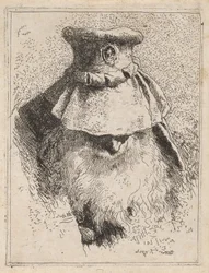 Oude man met een grote hoed, uit de Raccolta di Teste (Collectie van Hoofden)