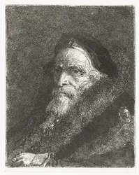 Oude man in bontmantel