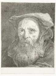 Oude man met baard en baret