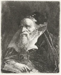 Oude man met boek en vergrootglas