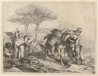 De Madonna en Kind aan de Linkerkant, met een Rij Engelen