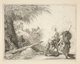 De Maagd, gezeten op de ezel en gezien van achteren, uit de serie Idee pittoresche sopra la fuga in Egitto (Vlucht naar Egypte)
