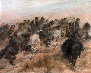 Italiaanse veldtocht van 1859: "De charge van de Piemontese cavalerie". (1825-1908). Rome, Galleria Nazionale d