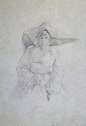Studie van non voor Het Italiaanse Kamp bij de Slag bij Magenta door Giovanni Fattori