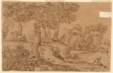Boslandschap met een Vijver