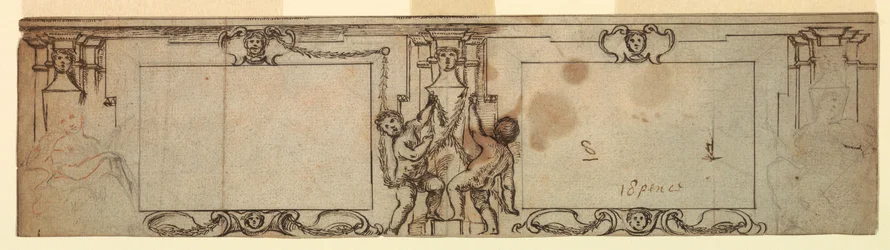 Tekening, Project voor gesneden lambrisering, 1650