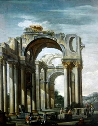 Een Capriccio van Klassieke Ruïnes met Figuren