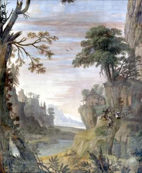 Rivier en landschap (detail)