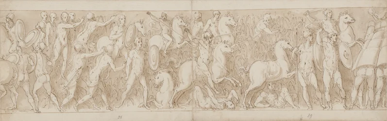 Einde van een gerestaureerd deel van de kolom (XLVII); de Sarmaten worden achtervolgd in het moeras (XLVIII); de Romeinen vallen een Duits (?) fort aan (begin van LIV)