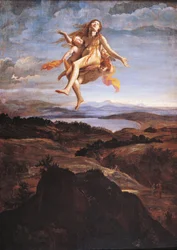 Maria Magdalena opgenomen in de hemel door engelen