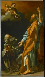 De heilige Maria verschijnt aan de kluizenaars Paulus en Antonius (schilderij op doek)