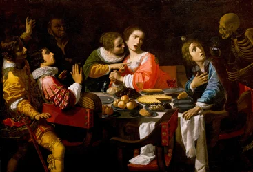 De dood komt aan de bankettafel, Memento mori, ca. 1635