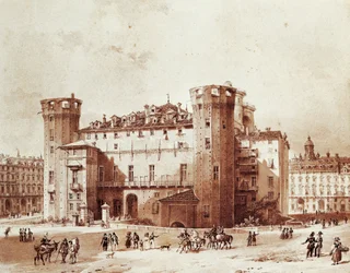 Buiten Palazzo Madama in Turijn, door Giovanni Migliara (1785-1837)