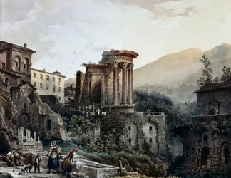 De Tempel van Vesta in Tivoli, door Giovanni Migliara, Italië