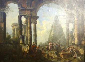 Alexander de Grote voor het graf van Achilles.
