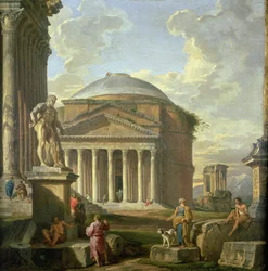 Uitzicht op het Pantheon, de Farnese Hercules en andere Romeinse Ruïnes