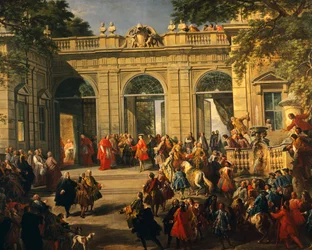 Karel III van Bourbon op bezoek bij paus Benedictus XIV in het koffiehuis van Quirinal