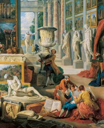 Galerij van uitzichten van het oude Rome (detail). Schilderij door Giovanni Paolo Pannini (Panini) (1691-1765). 1759.