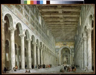 Interieur van de Basiliek van Sint-Paulus buiten de muren in Rome.