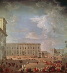 Uitzicht op Quirinale en Piazza di Monte Cavallo, door Giovanni Paolo Pannini