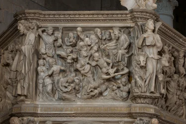 De Slachting van de Onschuldigen, op de preekstoel in de Kerk van Sant