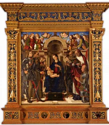 Pala Oliva. Madonna en Kind op de Troon tussen Heiligen George, Franciscus van Assisi