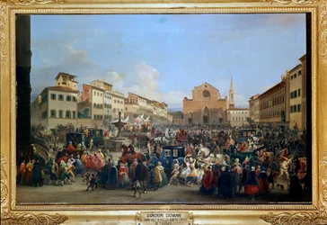 Carnaval op het Santa Croce-plein in Florence