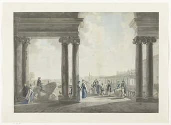 Gezicht op de tuinen van de Villa Medici te Rome