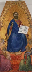 Christus op de troon aanbeden door engelen door Giovanni da Milano