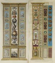 Arabeske decoraties in de Loggia van het Vaticaan (gekleurde gravure)