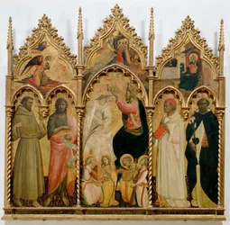 De kroning van de Maagd (tempera op hout)