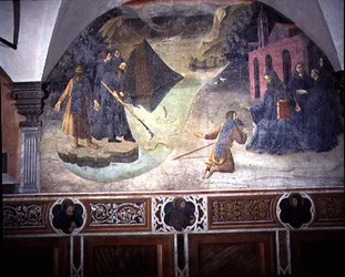 St. Benedict die de Bijl van de Houthakker uit het Meer Haalt, (detail)