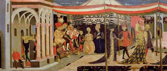 Frontaal van de Adimari Cassone, linker sectie (detail)