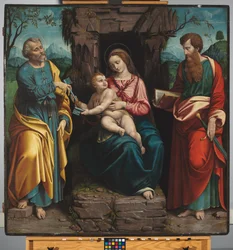 De maagd en het kind met de heiligen Petrus en Paulus, ca. 1540- 70 (olieverf op paneel)